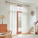 Natural Linen Beige Sheer Curtains 96 Inches Long for Living Room Farmhouse Rod Pocket Back Tab Light Filtering Soft Natural Linen Semi Privacy Sheer Window Drapes for Bedroom 8 FT Tall 60x96 2 Panels