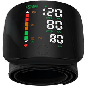 Wrist Blood Pressure Monitor Led Display, Touch Screen Wrist Blood Pressure Cuff 99x2 Reading Memory Wrist Bp Monitor with Carrying Case(Black)