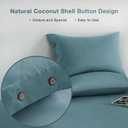JELLYMONI Pillowcases Set of 2 Cotton Button Pillow Covers 20×26in Grayish Blue Bed Pillow Cases 100% Washed Cotton Soft Breathable (Pillows are not Included)