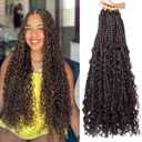 COOKOO 8 Packs Goddess Box Braids Crochet Hair 18 Inch Bohemian Hippie Box Braids Crochet Hair with Curly Ends Synthetic Crochet Braiding Hair for Women 4#