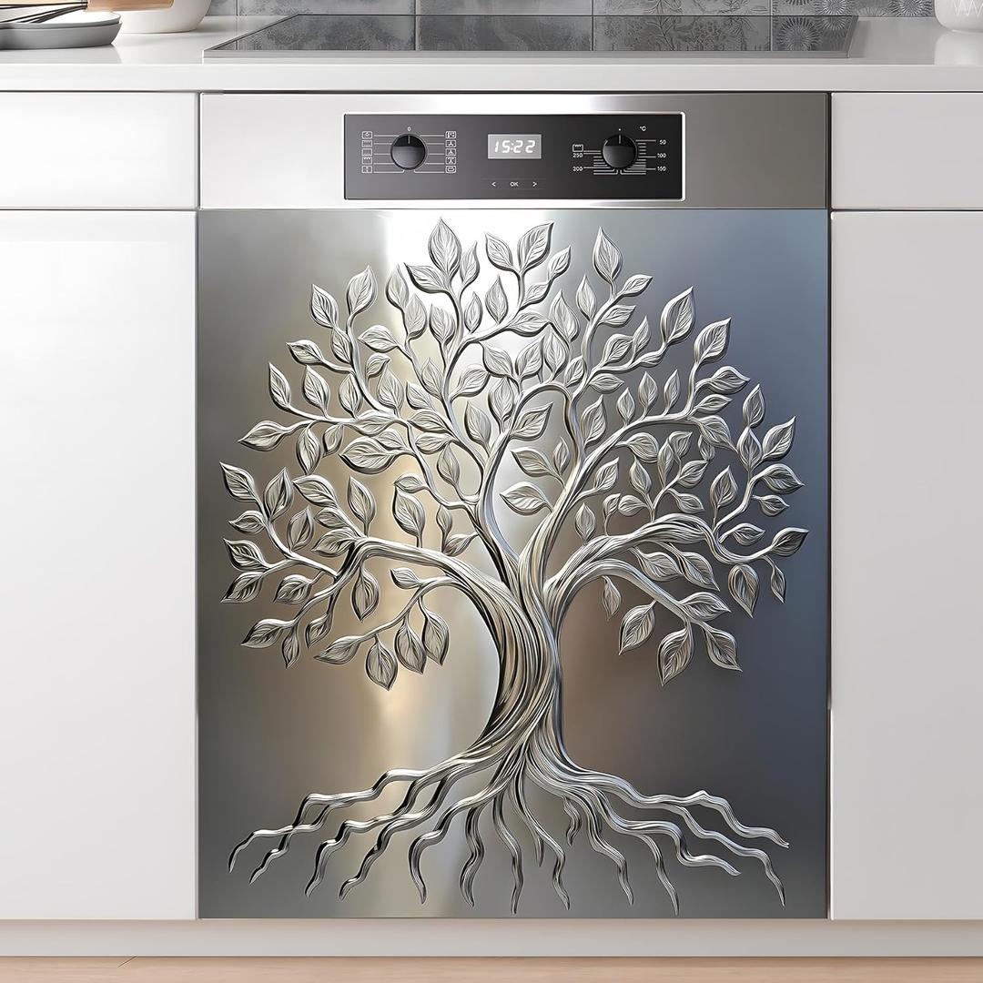 Dishwasher Magnet Sticker Cover Panel Decal Refrigerator Magnetic Sticker Decorative for Kitchen Decoration,Fridge Door Cover,Home Appliances Decor Stickers 23"x26" (Tree of Life 1)