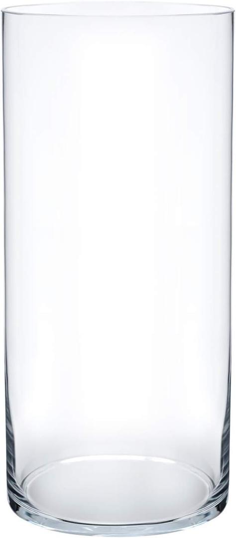 Royal Imports Flower Glass Vase Decorative Centerpiece for Home or Wedding - Cylinder Shape, 12" Tall, 5" Opening, Clear