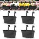 OGIMA 3pcs Hanging Flower Pots, Metal Iron Wall Planter Indoor/Outdoor for Railing Fence Balcony Garden Home Decoration with Detachable Hooks