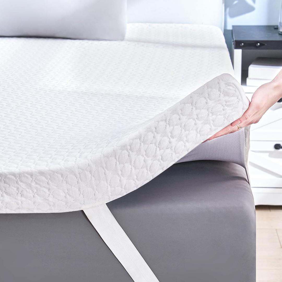 SINWEEK 2 Inch Gel Memory Foam Mattress Topper Queen Size, Ventilated High Density Pad for Body Pain, Bed Topper with Cooling Cover