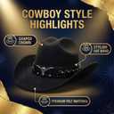 Cowboy Hat for Women & Men (Black, L)