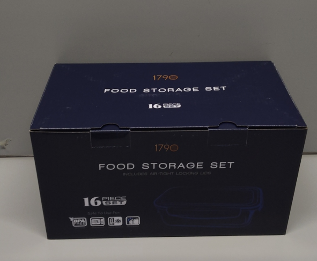 16 Piece Food Storage Set Includes Air-Tight Locking Lids