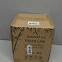 Mini Trash Can with Bamboo Lid Soft Close and Foot Pedal, 0.8Gal / 3L Tiny Round Trash Can with Removable Plastic Inner Wastebasket for Bathroom, Bedroom, Powder Room, Office, Desk, Car, Black