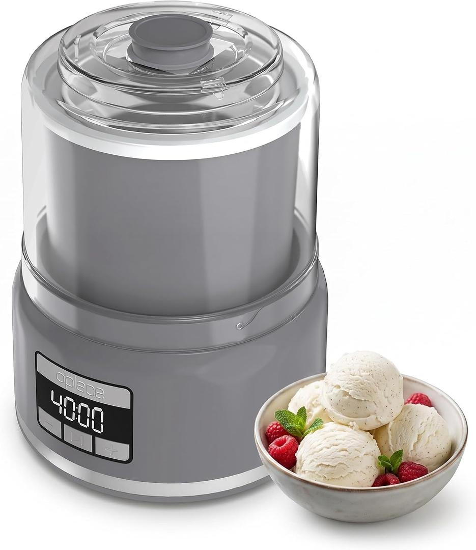 Ice Cream Maker Machine, 2.1 Quart Double Insulated Machine, Soft Serve Ice Cream, Gelato, Sorbet and Frozen Yogurt Maker, Fast Cooling, Visible Feeding Port, Easy 3-Button Control
