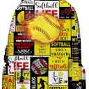 Fire Softball School Backpack for Girls Bookbag, 17 Inch Softball Backpack for School, Kids Softballs Sports Theme Laptop Back Pack for School Travel Hiking Camping