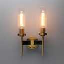 Phansthy Antique Bronze 2 Lights Sconce Bathroom Vanity Lights with Dual 2.8 Cycinder Glass Light Shade (Two-Light)