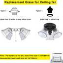Glass Covers for Ceiling Fan, Glass Shade Replacement for Light Fixture, 4 Pack Glass Globes Clear Water Ripple for Wall Sconce Vanity Lighting Chandelier Pendant Light, 2 1/8" Fitter