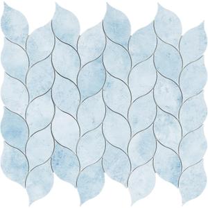 Tilingview 10-Sheet Peel and Stick Backsplash Tile for Kitchen, Self-Adhesive Mosaic Glossy Leaf Stick on Wall Tile with Gaps (Pastel Blue)