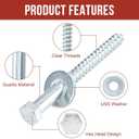 3/8" x 4" Lag Bolts (100 PCS) 3/8 inch Lag Screws for Wood, Heavy Duty Hex Head with Washers, Zinc Plated