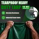 Tarp Waterproof 18x24Ft, Extra Thick 16 Mil Heavy Duty Tarp Cover, Tear & Fade Resistant, Outdoor Tarps with Brass Grommets and Reinforced Edges for Roof, Camping, Patio, Boat (Green/Silver)