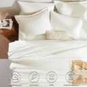 CozyLux Queen Comforter Set Ivory Seersucker 7 Pieces Bed in a Bag Queen Comforter Set with Sheets, Luxury Soft Bedding Sets with Down Alternative Comforter, Sheets, Pillowcases & Shams for All Season