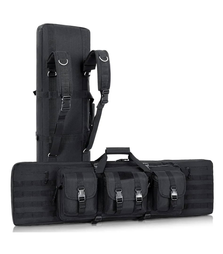 DULCE DOM Soft Double Rifle Bag, Gun Case Storage & Transportation, Long Gun Bag Portable Tactical Backpack Carrying with Molle for Shooting Range Hunting Outdoors, 32'' 