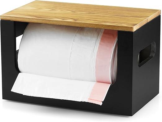 YCXNBHH Trash Bag Dispenser, Wood Garbage Bag Dispenser, Stackable Trash Bag Holder, Under Sink for Kitchen, Pantry, Laundry Room, Cabinet Organizer and Storage