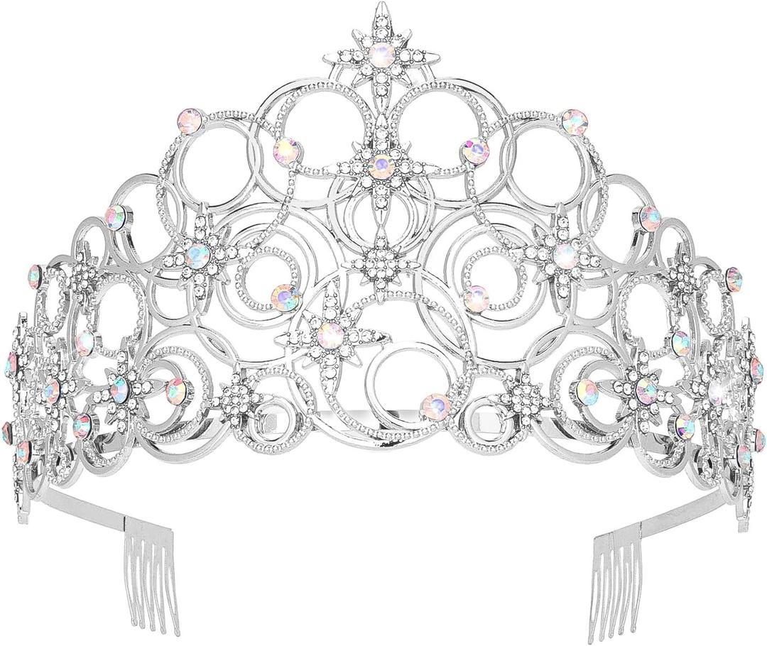 Semato Princess Crown Halloween Cosplay Girls Tiara Witch and Princess Costume Crystal Crown for Party and Birthday Gifts