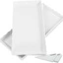 KAQAHIDO 17" x 8" x 1.5" White Serving Tray Set, Wave Edge Melamine Platters for Cookie, Appetizer, Charcuterie, Snack, Dessert, Party Food Display, Stackable, Set of 2