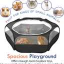 Pawaboo Small Animals Playpen, Waterproof Small Pet Cage Tent with Zippered Cover, Portable Outdoor Yard Fence with 3 Metal Rod for Kitten/Puppy/Guinea Pig/Rabbits/Hamster/Chinchillas, Black, 52.4"L x 52.4"W x 15"H