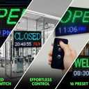 LED Open Closed Sign for Business, Waterproof Programmable Store Sign with Auto Timer, Clock Temperature Date Display, Scrolling Message Board for Shop Restaurant Barber