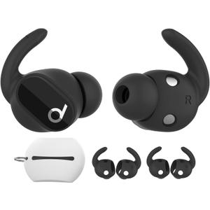 AhaStyle 3 Pairs Beats Studio Buds Ear Hooks Anti-Slip Ear Covers Silicone AccessoriesNot Fit in The Charging Case Compatiable with New Beats Studio Buds 2021 (Black)