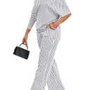 FairyLove Two Piece Sets for Women Lounge Sets Cowl Neck Tops Wide Leg Crop Pants Vacation Travel Outfits Black (XL)