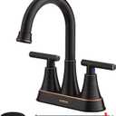 Bathroom Faucets for Sink 3 Hole, Hurran 4 inch Oil Rubbed Bronze Bathroom Sink Faucet with Pop-up Drain and Supply Hoses, Stainless Steel Lead-Free Centerset Faucets for Bathroom Sink Vanity RV