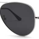 Pro Acme Aviator Sunglasses for Men Women Classic Polarized UV400 Protection ((10) Silver Frame/Smoke Lens)