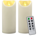 CANDLE IDEA 2 PCS 3"x7" Outdoor Waterproof Flameless LED Pillar Candles with Remote Timer, Battery Operated Electric Flickering Plastic Fake Candle for Halloween Christmas Lantern Decorations (Ivory)