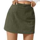 Wenrine Womens Corduroy Mini Skirt High Waisted Basic Casual A-line Short Skirts XXL