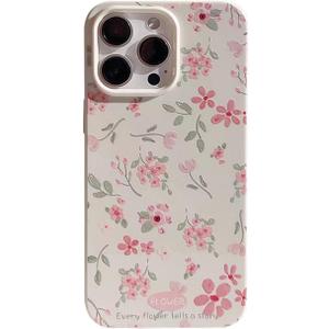 Compatible with iPhone 11 Pro Max Case White Pink Vintage Flowers Peach Fragmented Floral Pattern Design for Women Girls Soft Anti-Fall Shockproof Protective Cover