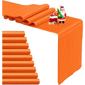 10-Pack Orange Satin Table Runner 12 x 108 Inch Long Bright and Smooth Silk Fabric Table Runner for Wedding Banquet Birthday Party Decoration