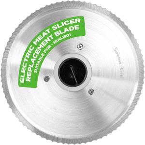 NutriChef Stainless Steel Meat Slicer Blade | Electric Home Meat Slicer Blade Replacement for NUGJ801 | Precision-Cut Serrated Blade for Meat Slicing | 7.83-Inch 0.05-Inch Blade Thickness