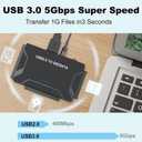 Hard Drive Reader, USB 3.0 to IDE and SATA Adapter External Hard DriveConverter for Universal 2.5/3.5 HDD/SSD Hard Drive Disk Includes 12V Power Adapter, Support 6TB - Black