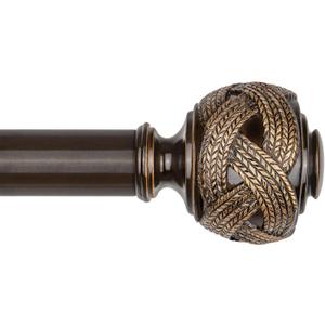 Long Curtain Rods for Windows 66 to 120 Inch, USFOOK 7/8 Inch Heavy Duty Curtain Rod, Telescoping Splicing Bronze Drapery Rods with Leaf Finials