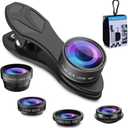 MIAO LAB 5 in 1 Phone Camera Lens Kit -0.63X Wide Angle Lens & 15X Macro Lens+190Fisheye Lens/CPL + 2X Telephoto Lens Compatible with iPhone Samsung Sony and Most of Smartphone