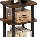 Furinno JUST Side Table, 3-Tier Turn-N-Tube End Table with Open Shelf, Round Curve Corner Night Stand, Bedside Table, Easy Assembly, for Living Room, Bedroom, Amber Pine (1-Pack, Plastic Frame)