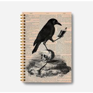 Gothic Skull Raven Notebook - Goth Journal, Cool Notebook Journal, Witchy Journal Notebook, Witch Stuff, Gothic Office Supplies, Halloween Notebook, Spiral Notebook 5.5x8.3