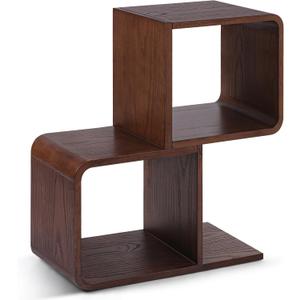 Modern Narrow Side Table, 3 Tier Skinny Slim End Table with Storage Shelves, Solid Wood Minimalist Nightstand for Small Spaces, Living Room, Bedroom, 24 L x 9 W x 24 H, Walnut