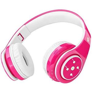Kids Bluetooth Headphones 85db/110db Volume Limit Wireless/Wired Aux Port Foldable Noise Protection Over-Ear Build-in Mic Headphones for Kids Adults Travel School Phone Pad Tablet PC Pink