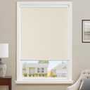 ChrisDowa Cordless 100% Blackout Roller Shade, with Striped Jacquard, Thermal Insulated, UV Protection Fabric, Total Blackout Blinds for Window, French Doors, Home and Office. Beige, 31" W x 72" H