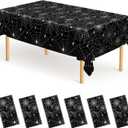 QZYL 6 PCS Spider Web Table Cloth, 54" x 108" Halloween Party Supplies, Black Plastic Tablecloth Disposable Table Cover, Halloween Birthday Party Decorations Decor Dinnerware Home