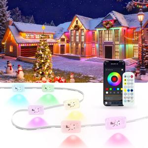 Permanent Outdoor Lights for House, 200ft Smart RGB LED Outdoor Christmas Lights with App/Remote Control, IP67 Waterproof Lighting with Multi Scene Modes for Daily, Party, Holiday, Garden Decor