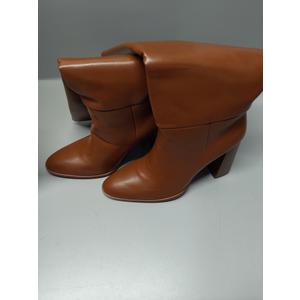 Wetkiss Brown Boots for Women Knee High Boots Women Chunky Heel Tall Slip On Block Heeled Boot High Heel Pu Leather Boot Size 9