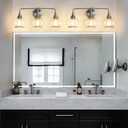 Brushed Nickel Bathroom Vanity Light 3 Lights Bathroom Light Fixtures Over Mirror with Clear Glass Shade 22.4 inch Wall Sconces Lighting Bath(Exclude E26 Bulb)