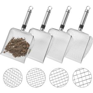 Adnee 4 Pcs Wider Gardening Soil Sifter-5.5" W Garden Sieve Sifter with Handle (2/2.8/3.8/5 mm Mesh)-Portable Gardening Sifter for Gradening Sand Soil Dirt Compost