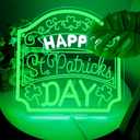 Happy St. Patrick's Day Art Neon Signs Shamrock LED Neon Lights Dimmable Wall Decor for Kids, Room, Office, St Patrick's Day Party Gift Art for Boys Girls-12.2 x 12.2 IN-USB Powered-Acrylic