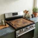 Noodle Board Stove Cover, 30 x 22 Inch Wooden Stove Top Cover with Handles, Pine Wood Stovetop Cover with Cross-Grain Dovetail Design for Extra Counter Space, Brown