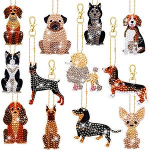 Junkin 12 Pcs Cross Diamond Painting Keychains 5d Double-Sided Painting Keychains Christmas Religious Thanksgiving Diamond Kits DIY Key Ring Pendant for Beginners Adults Crafts Ornament